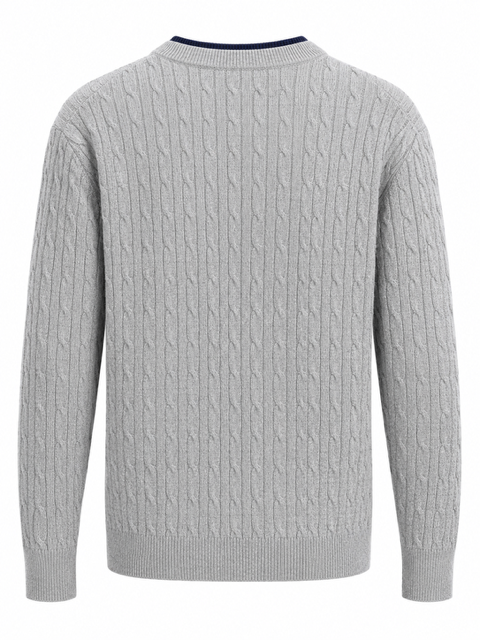 Kaschmir Pullover - Zopf Grau