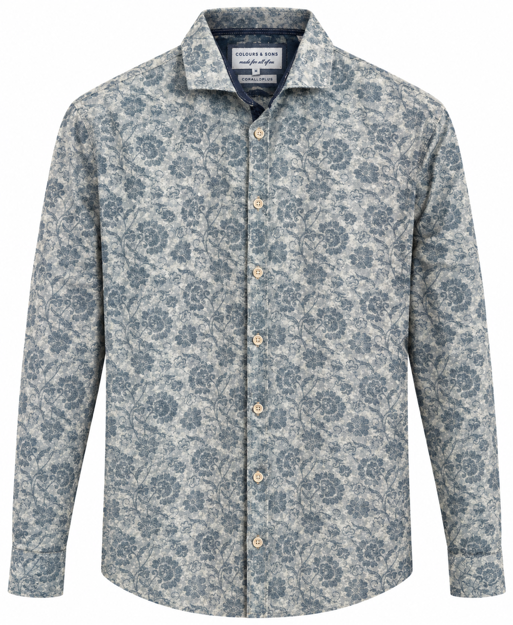 Feincord Hemd - Blue Flowers