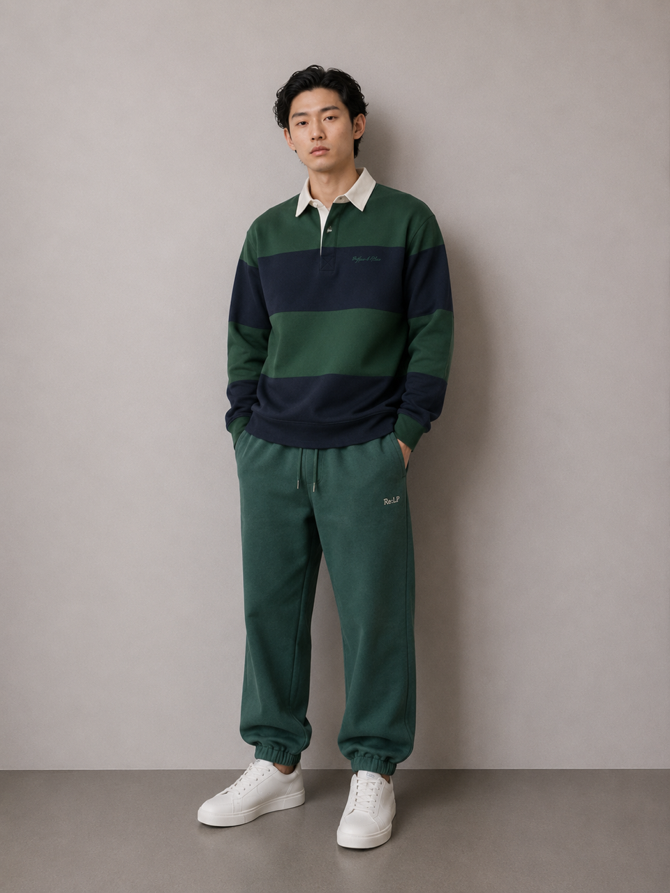 Rugby-Shirt Brushed - Pine-Midnight