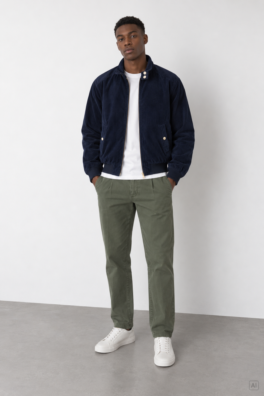 Cord Bomber Jacke - Navy