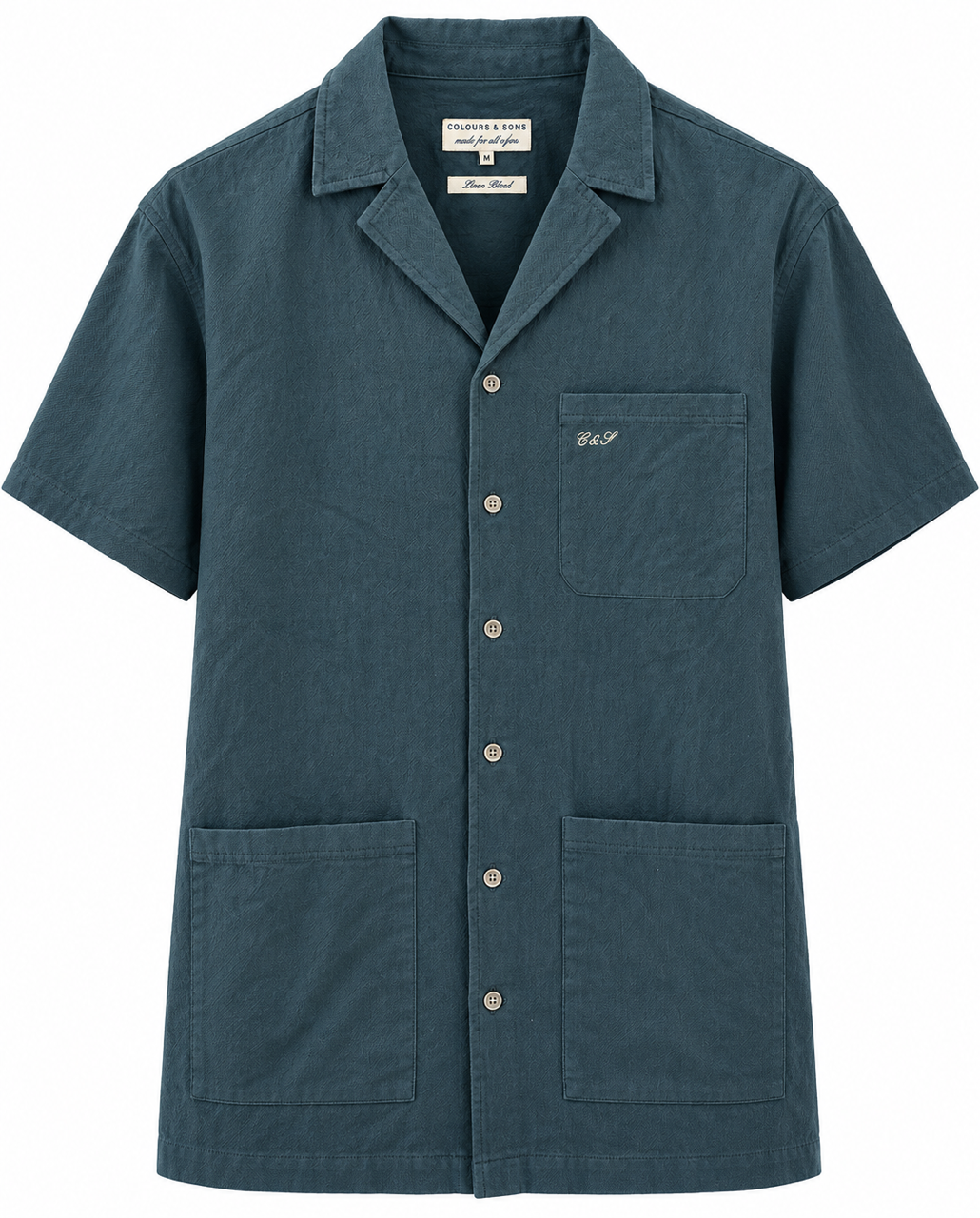Camp Collar Linen Blend Kurzarmhemd - Laurel