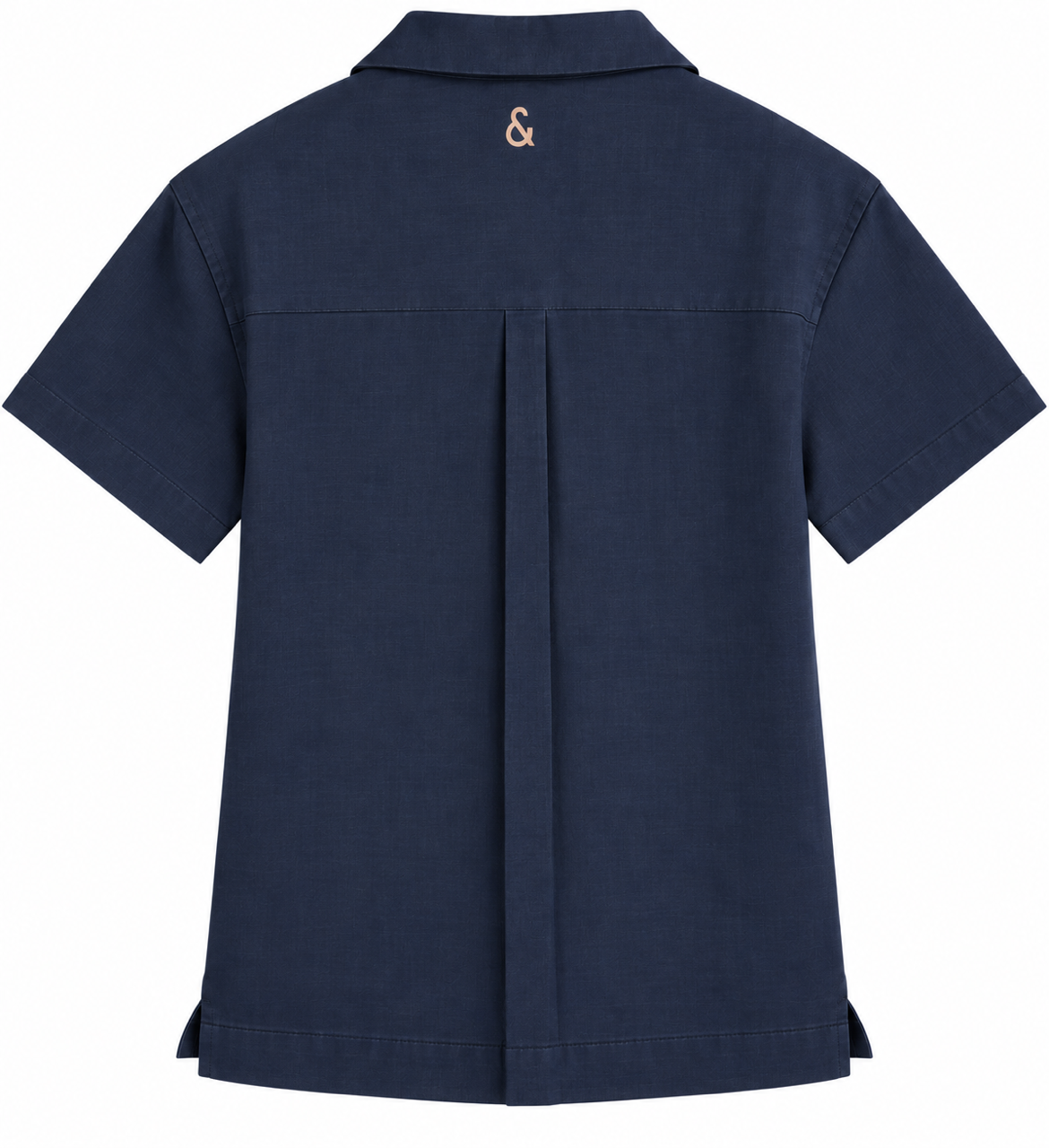 Camp Collar Musselin Kurzarmhemd - Navy