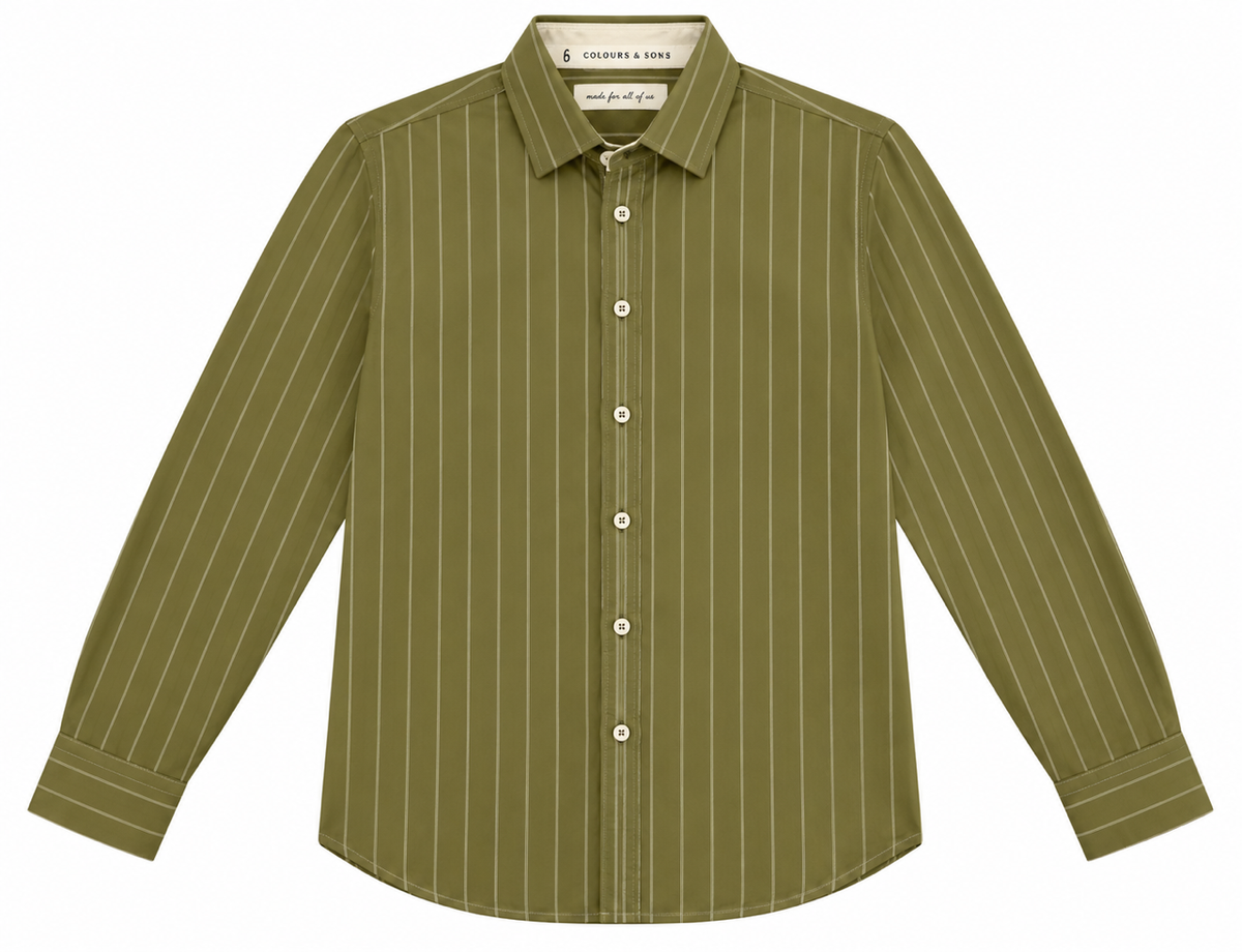 Twill Hemd - Green Stripes