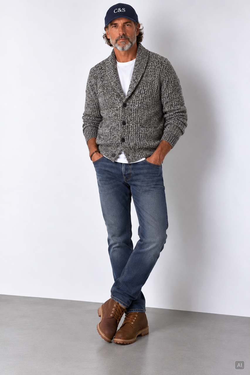 Mouliné Cardigan - Anthracite