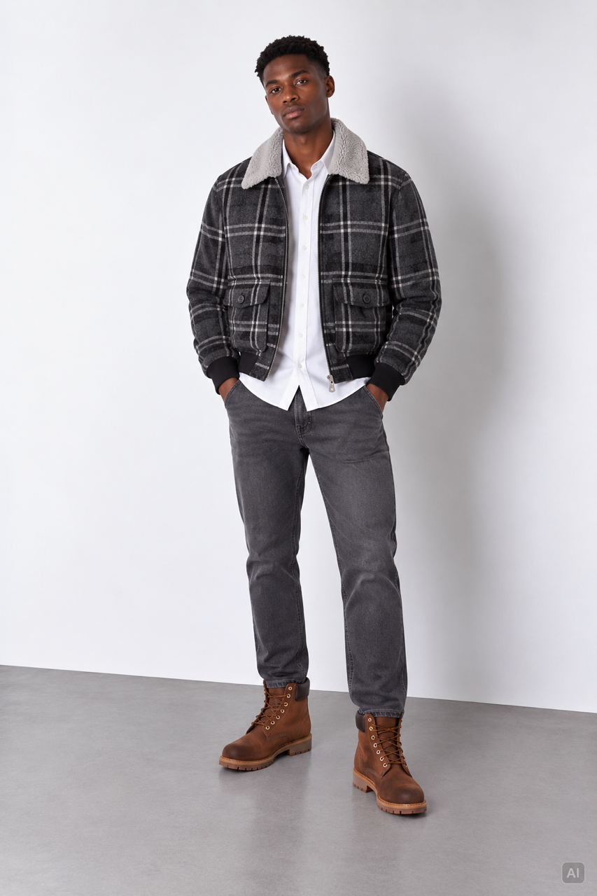 Bomber Jacke mit Fellkragen