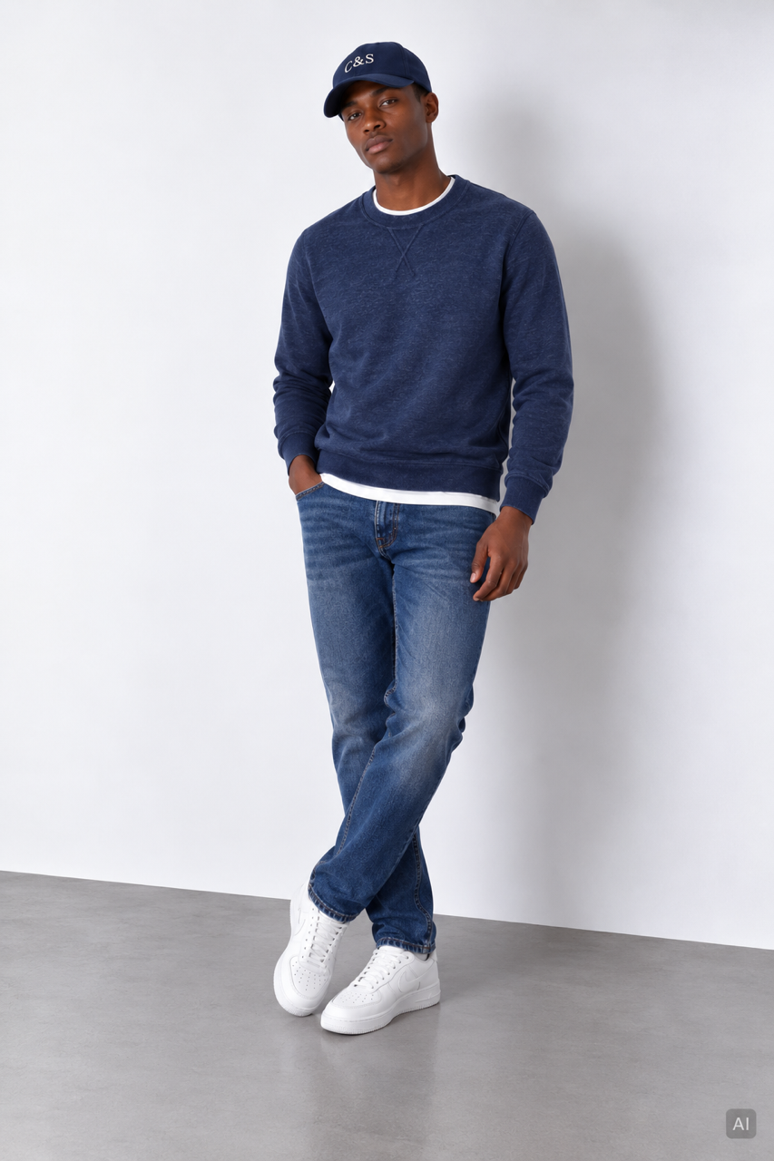 Pullover Leinen Blend - Navy